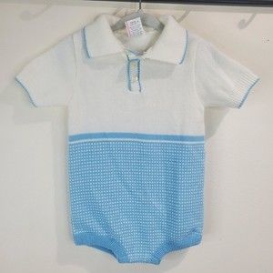 Vintage boys romper blue and white 18 months